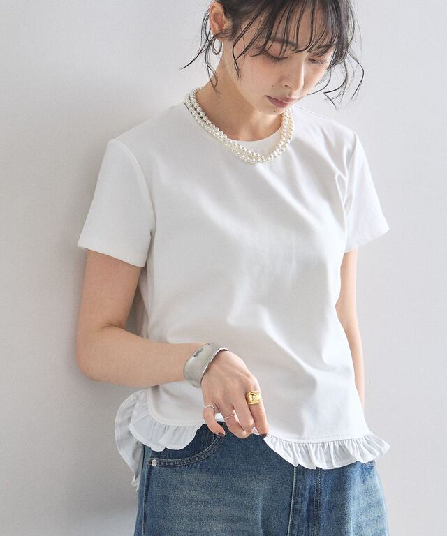 ラウンドヘムフリルTシャツ