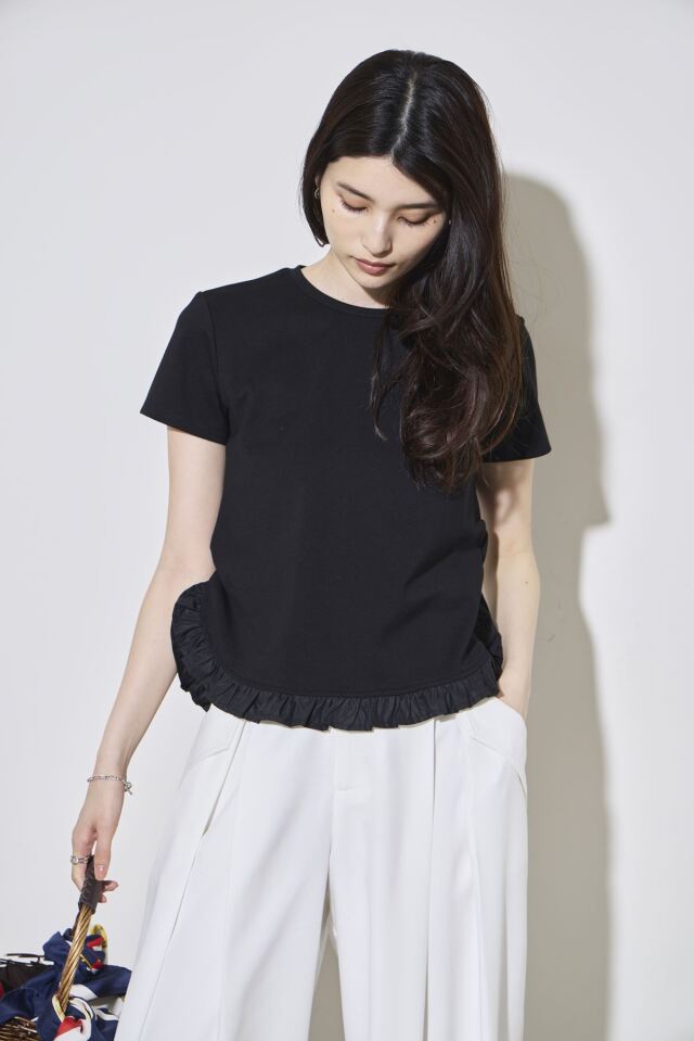 ラウンドヘムフリルTシャツ