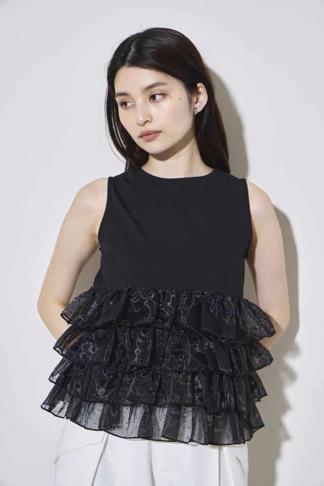 #sora3archivioのフリル付きノースリーブカットソー WEB限定 Wardrobe DAILY MINIMAL】フリルレイヤード