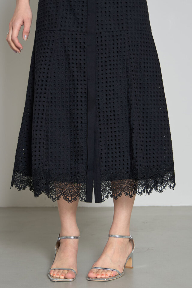 あおしお  コットンレースシャツワンピース