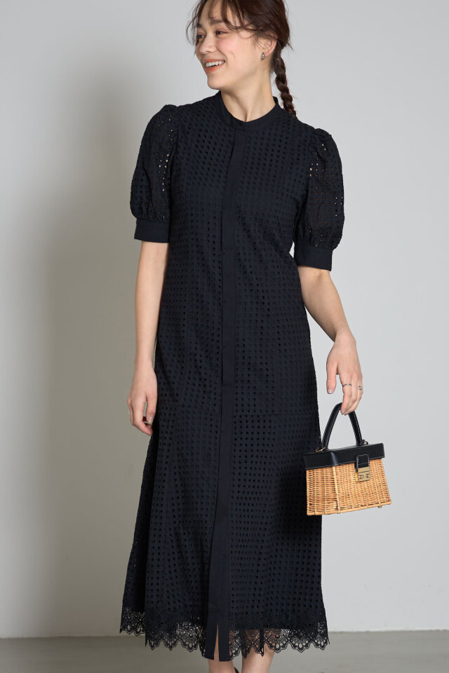 アイボリー レース シャツワンピース レースアップシャツワンピース|allureville OFFICIAL SITE