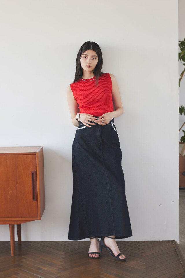 ノースリリブニットプルオーバー