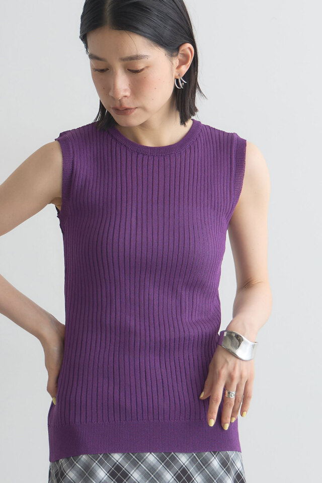 豆千代 三段 ノースリリブニットプルオーバー