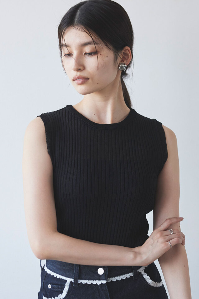 ノースリリブニットプルオーバー