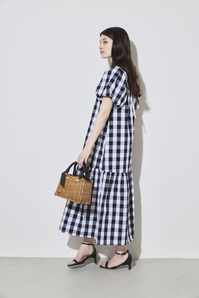 as know as olaca 5L チェック ティアード ワンピース 19号 林田岬優さん着用】チェックティアードワンピース