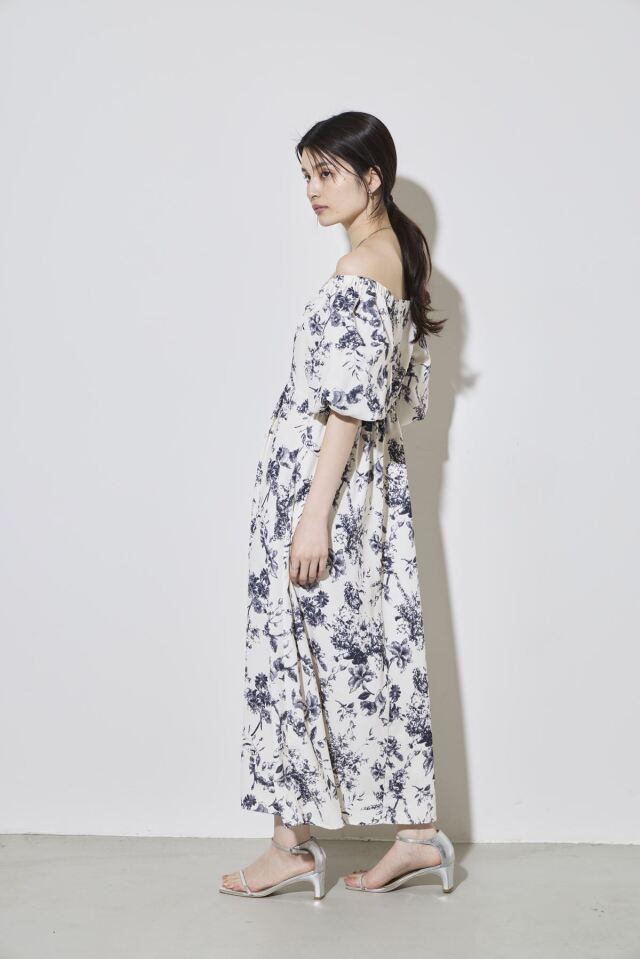 花柄スクエアバルーンワンピース