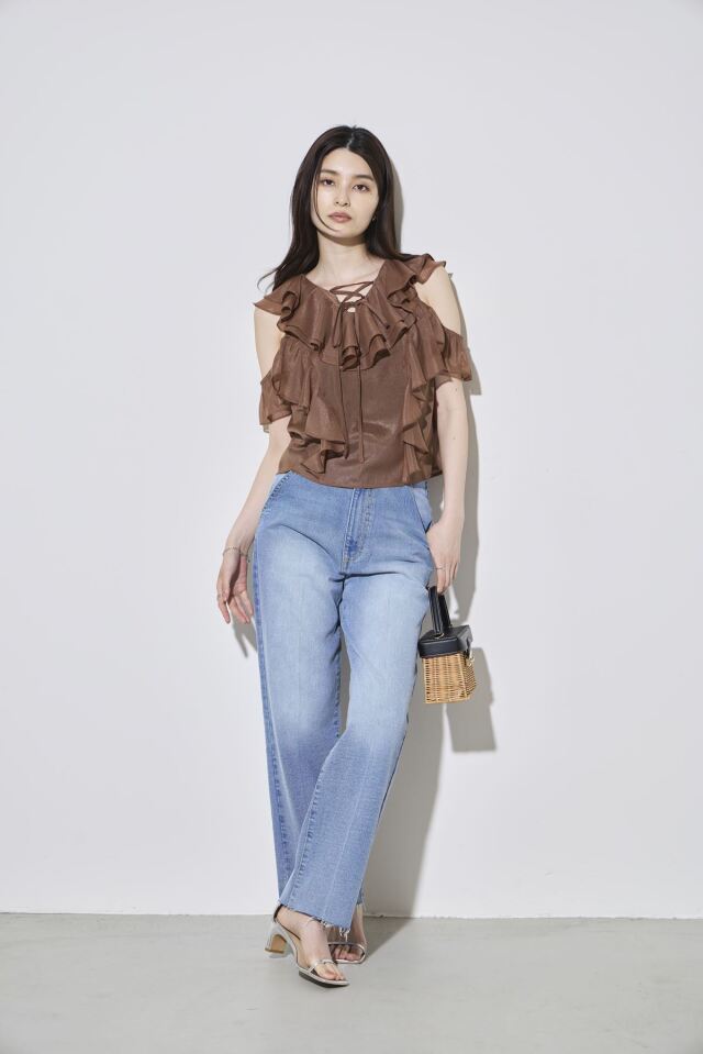 華錬様の専用ページ レースアップラッフルブラウス