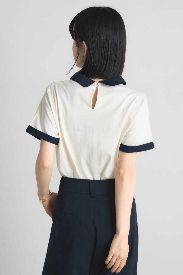 配色ダブルカラーTシャツ