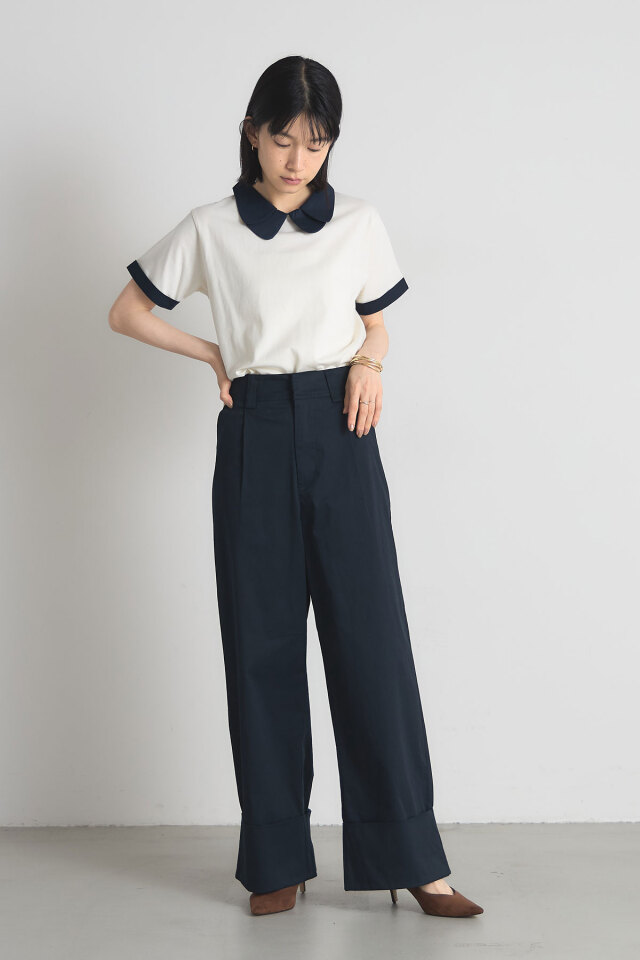 配色ダブルカラーTシャツ