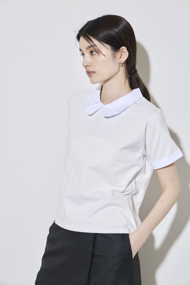 配色ダブルカラーTシャツ