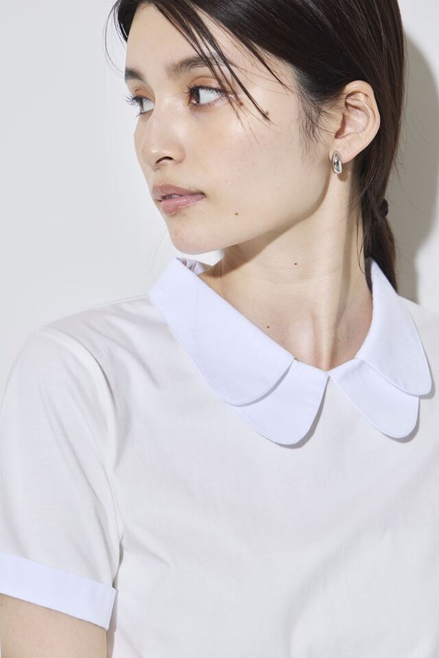 配色ダブルカラーTシャツ