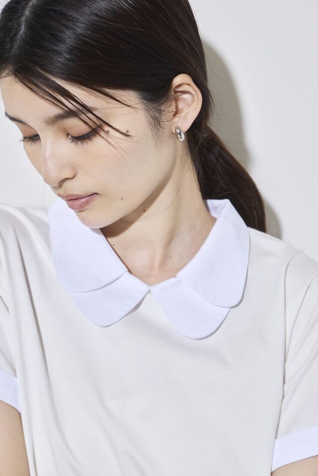 配色ダブルカラーTシャツ