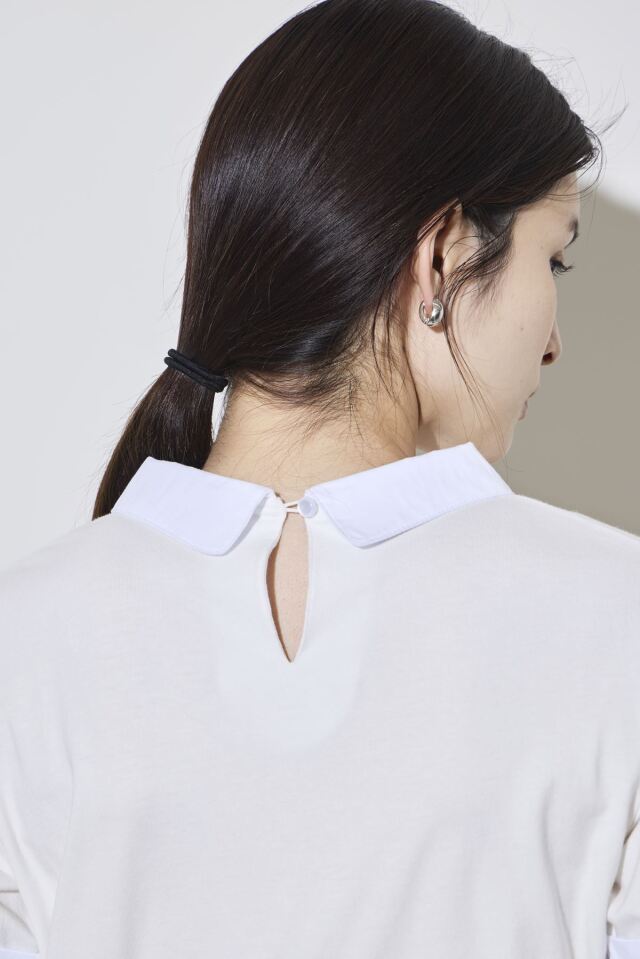 配色ダブルカラーTシャツ