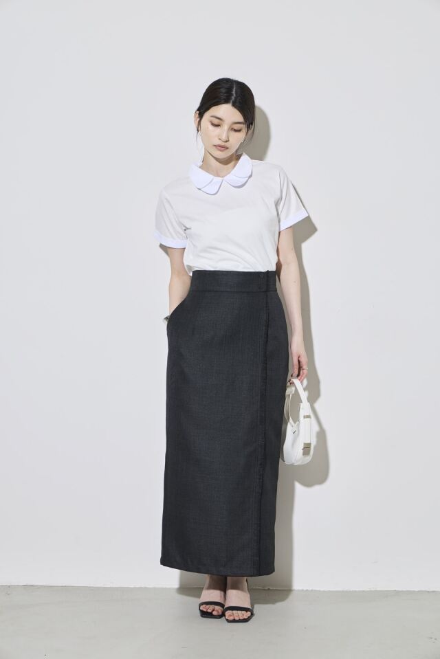 配色ダブルカラーTシャツ