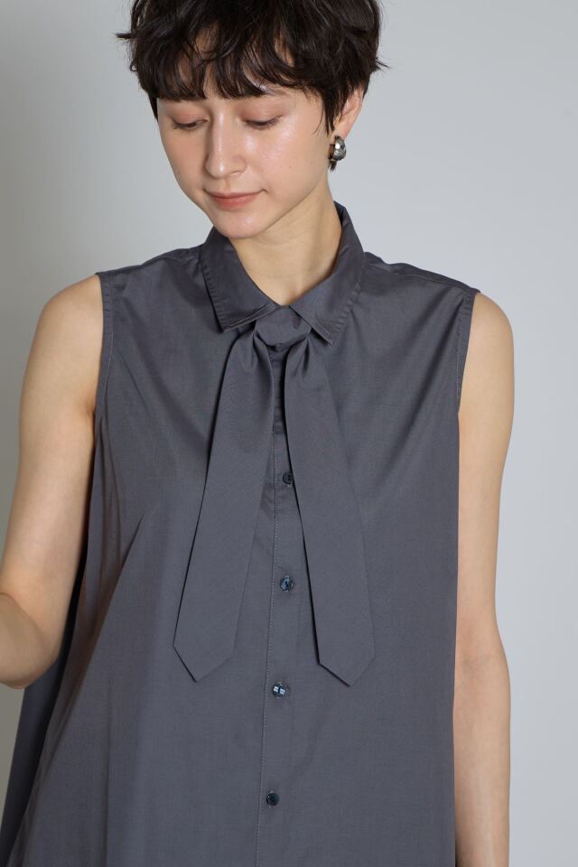 林田岬優さん着用】ネクタイ付きノースリブラウス 林田岬優さん着用】ネクタイ付きノースリブラウス