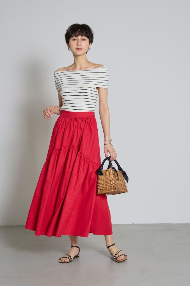 林田岬優さん着用】コットンリネンティアードスカート