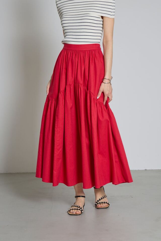 林田岬優さん着用】コットンリネンティアードスカート