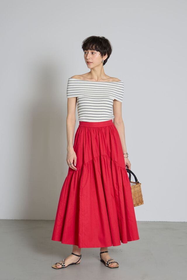 林田岬優さん着用】コットンリネンティアードスカート