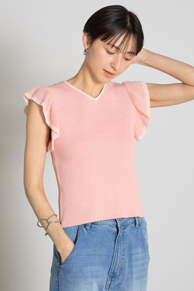 袖フリルシアー七分袖ニット♡正規品 7分袖シアーフリルブラウス | DOUDOU(ドゥドゥ)レディース | PAL