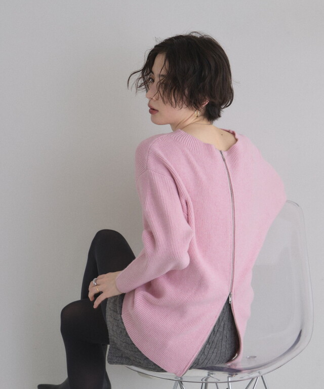 前後2WAYオフショルWZIPニットカーデ