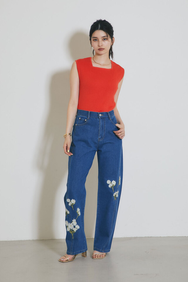 ルイヴィトン フラワー刺繍 デニムパンツ 36 LOUIS VUITTON(ルイヴィトン) 23AW monogram flower denim pants