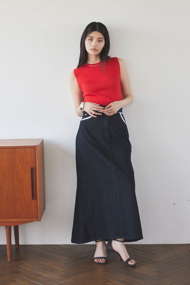 古畑星夏さん着用】レース付きデニムマーメイドスカート