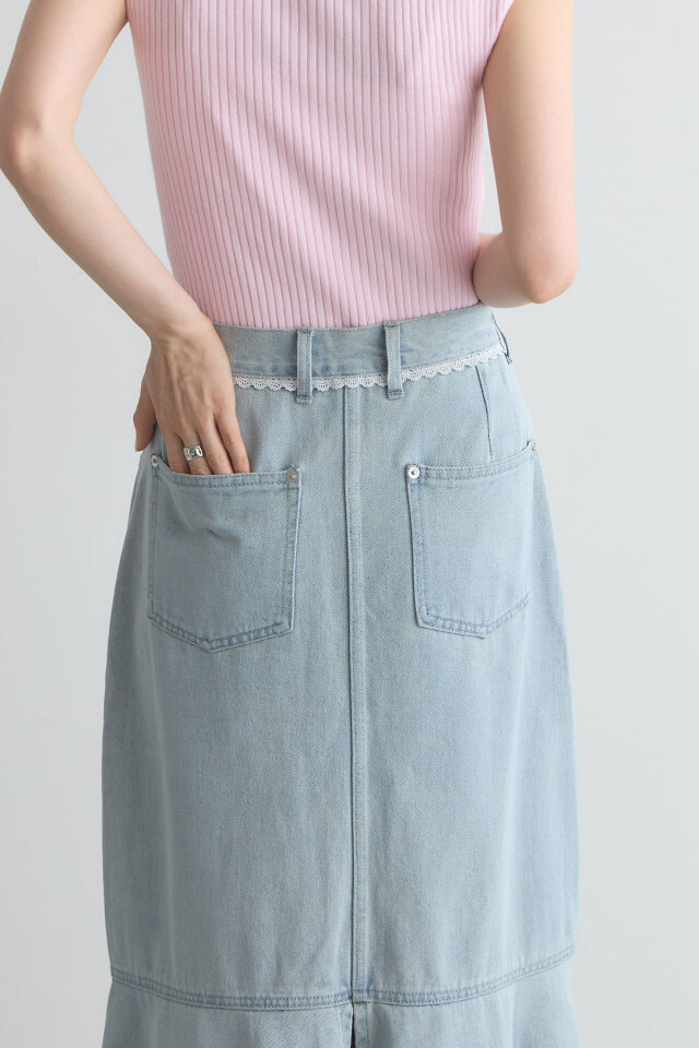 古畑星夏さん着用】レース付きデニムマーメイドスカート