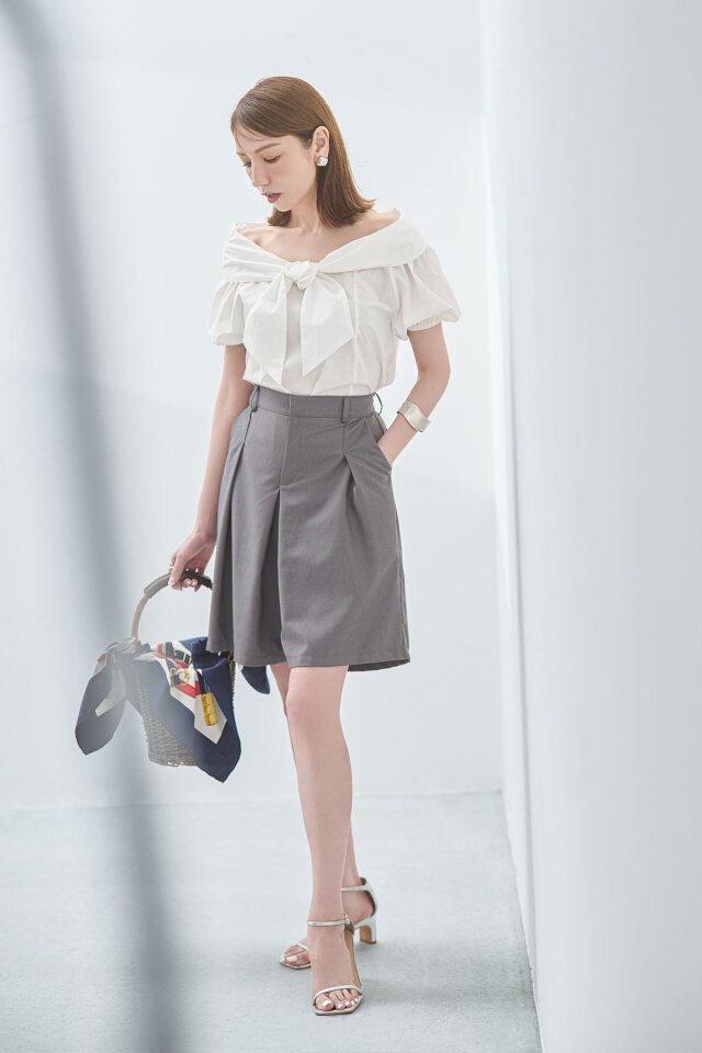 美香さん着用】リボンオフショルブラウス