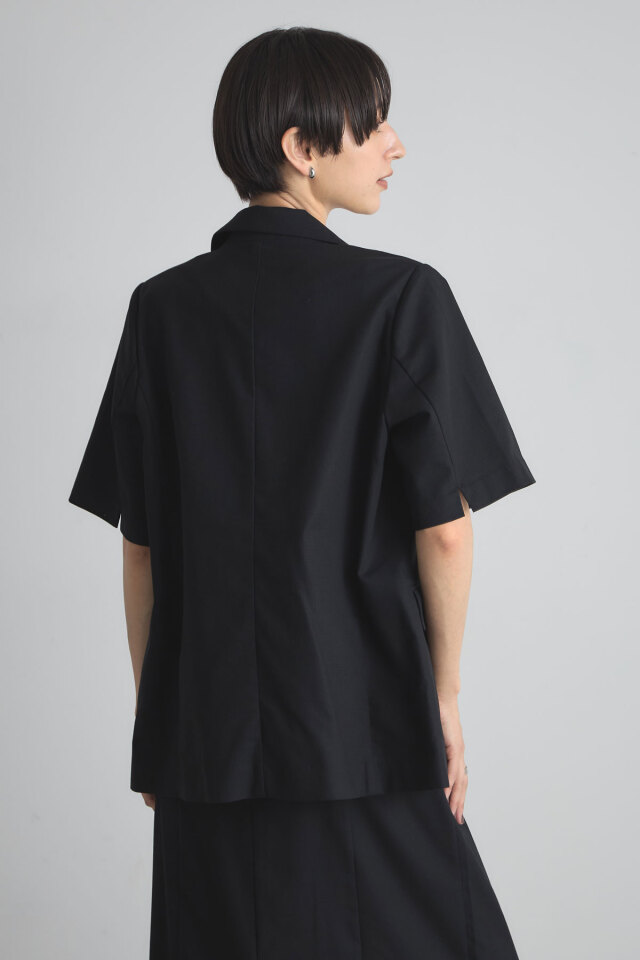 L'ESSAGE リネンハーフスリーブジャケット 半袖ジャケット 黒 journal standard L'essage（ジャーナルスタンダードレサージュ