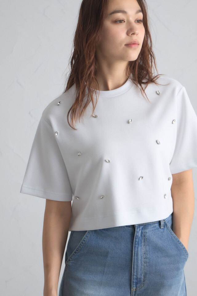 ぃち ビジュークロップドTシャツ