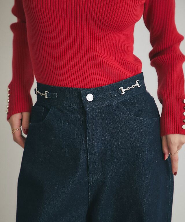 子どもの美術　箱付き　帯付き ウエスト金具付きデニムパンツ