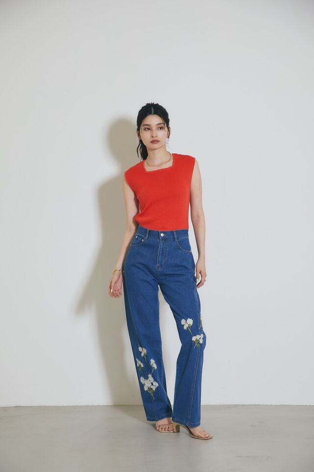 前後2WAYノースリリブニット