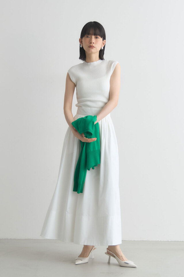 フレンチスリーブプチハイネックリブニット