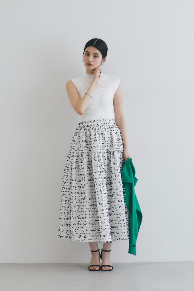 フレンチスリーブプチハイネックリブニット