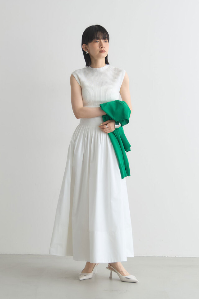 フレンチスリーブプチハイネックリブニット