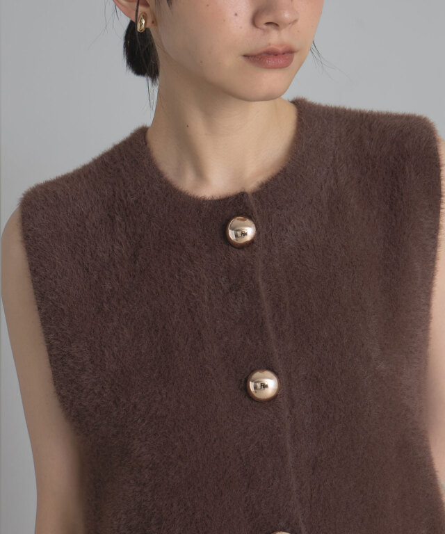 ゴールド釦フェザーニットベスト《うさぎニット》