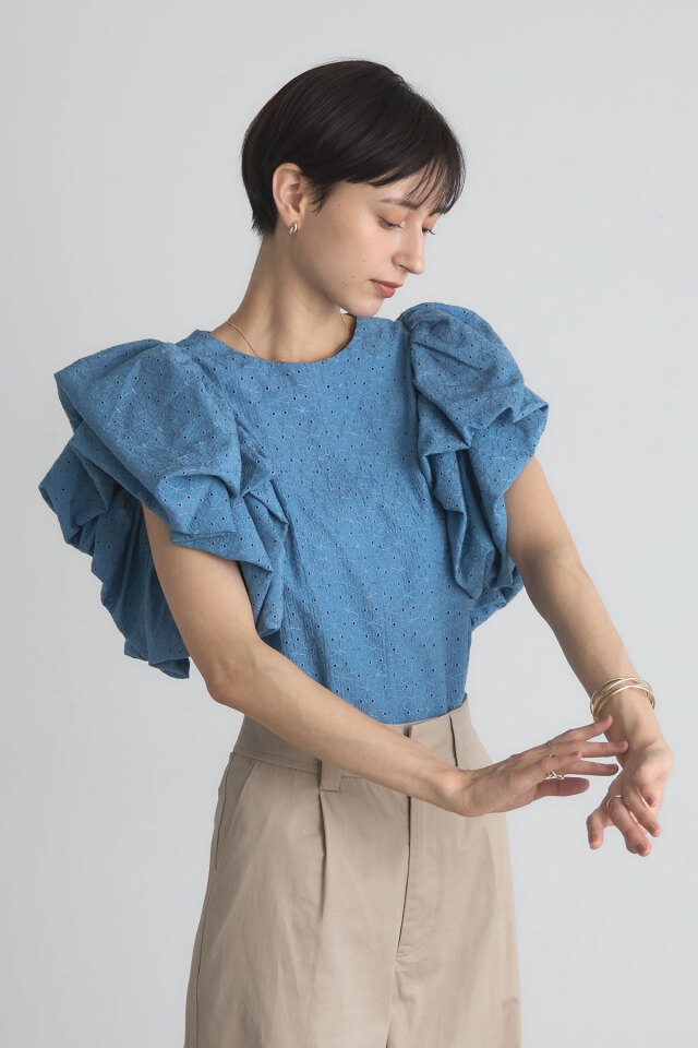 RACHEL COMEY トップス クロップド スタッズ 0166 入荷リクエスト受付中！ボリュームスリーブレースブラウス