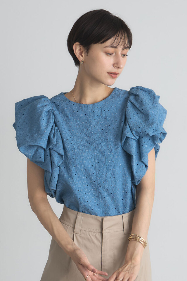 入荷リクエスト受付中！ボリュームスリーブレースブラウス