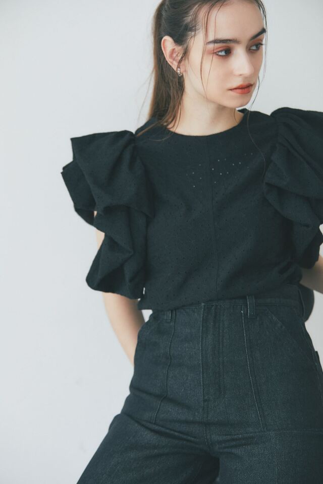 【極美品】最終価格 PERNA ボリュームスリーブアウター ブラック premium slab pullover / black（プレミアムスラブプルオーバー