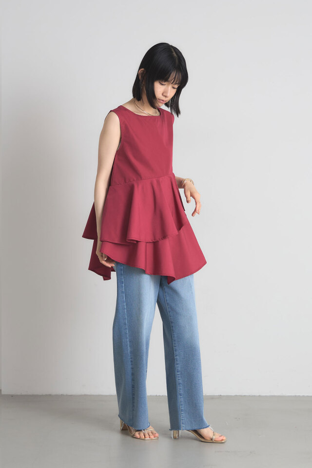 アシメティアードチュニックブラウス