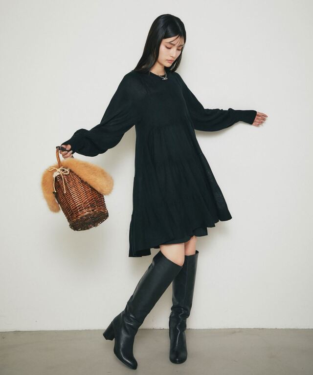 Sorm'86 Carina BLACKワンピワース　チュニック シアーティアードチュニック/ミニワンピ