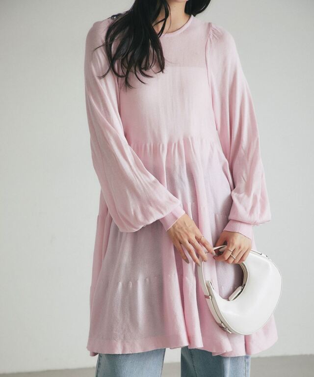 シアーティアードチュニック/ミニワンピ