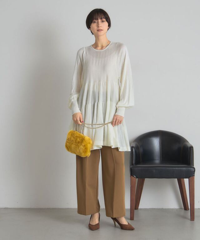 シアーティアードチュニック/ミニワンピ