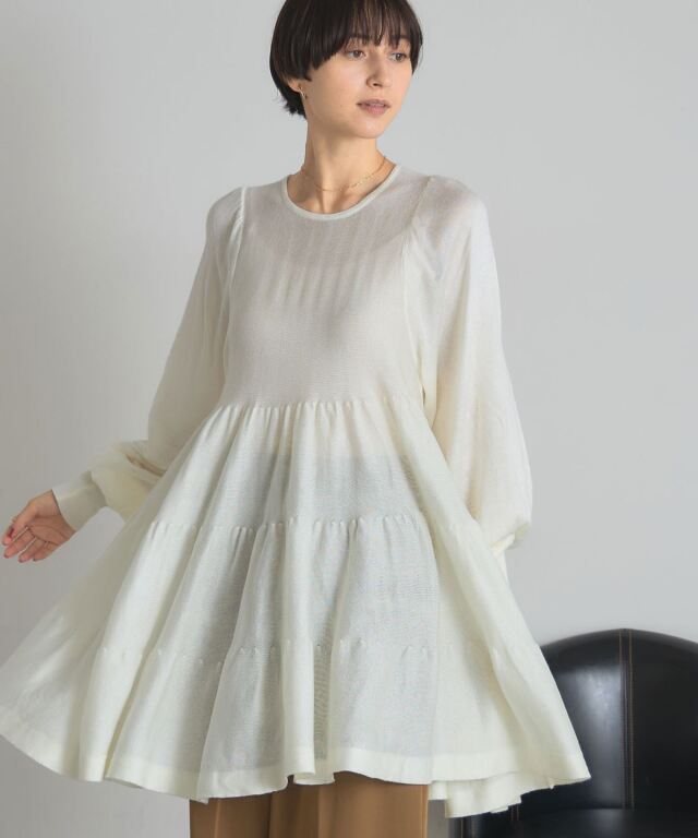 シアーティアードチュニック/ミニワンピ