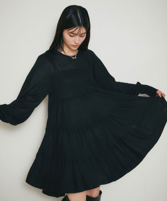 シアーティアードチュニック/ミニワンピ