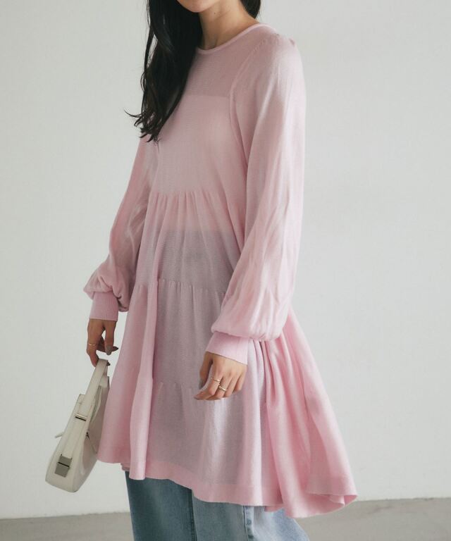 シアーティアードチュニック/ミニワンピ