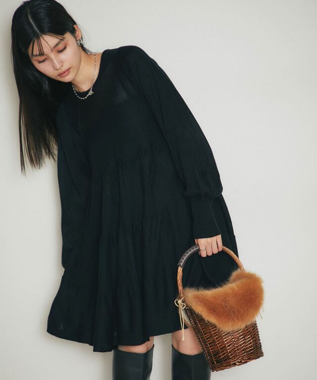 シアーティアードチュニック/ミニワンピ