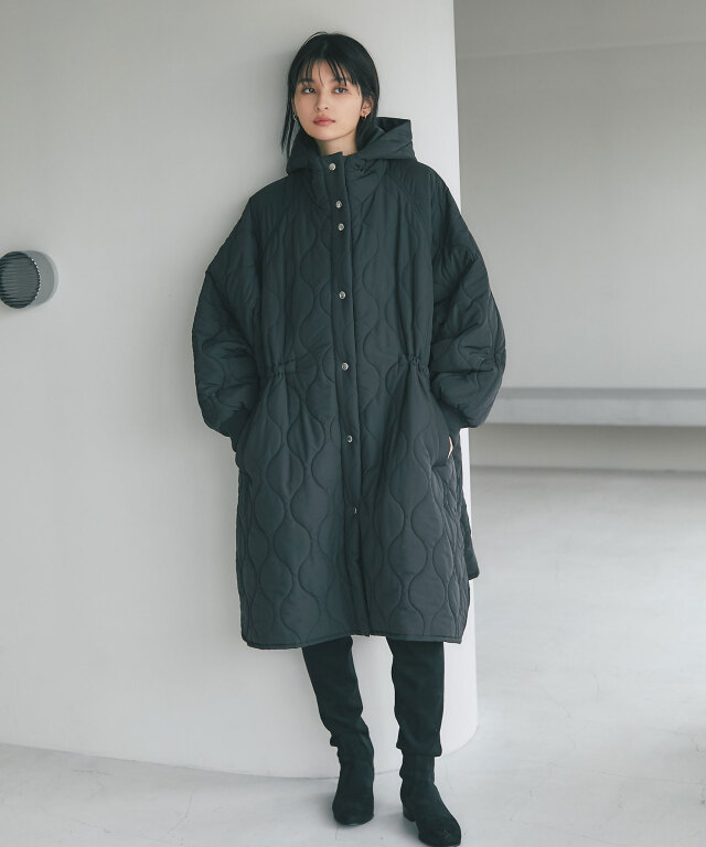 ソフトタフタキルティングコート