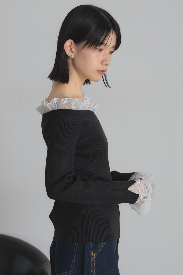 美香さんコラボ】レース付きオフショルニット