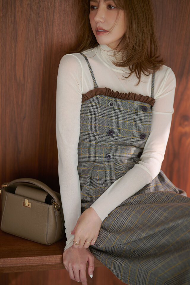 美香さんコラボ】チェックベアワンピース